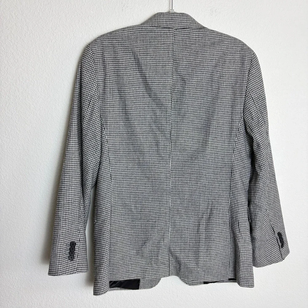Banana Republic Mens 38S Tailored Fit Houndstooth Wool Blend Blazer Black White